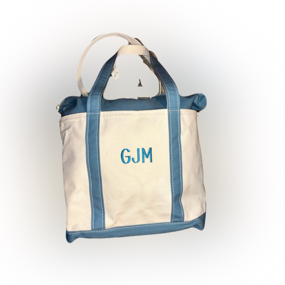 NWT Boat & Tote Vintage 90’s L.L.Bean large canvas Blue Monogram Vintage Zip top